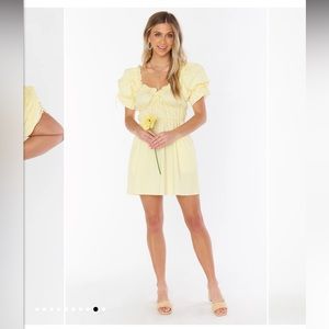 Show me your MUMU Leigh mini dress yellow white stripe sundress
